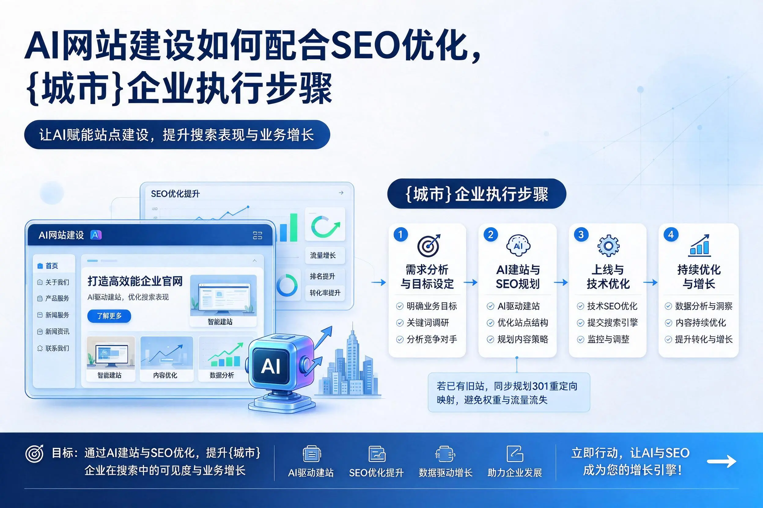 AI网站建设如何配合SEO优化，六盘水企业执行步骤